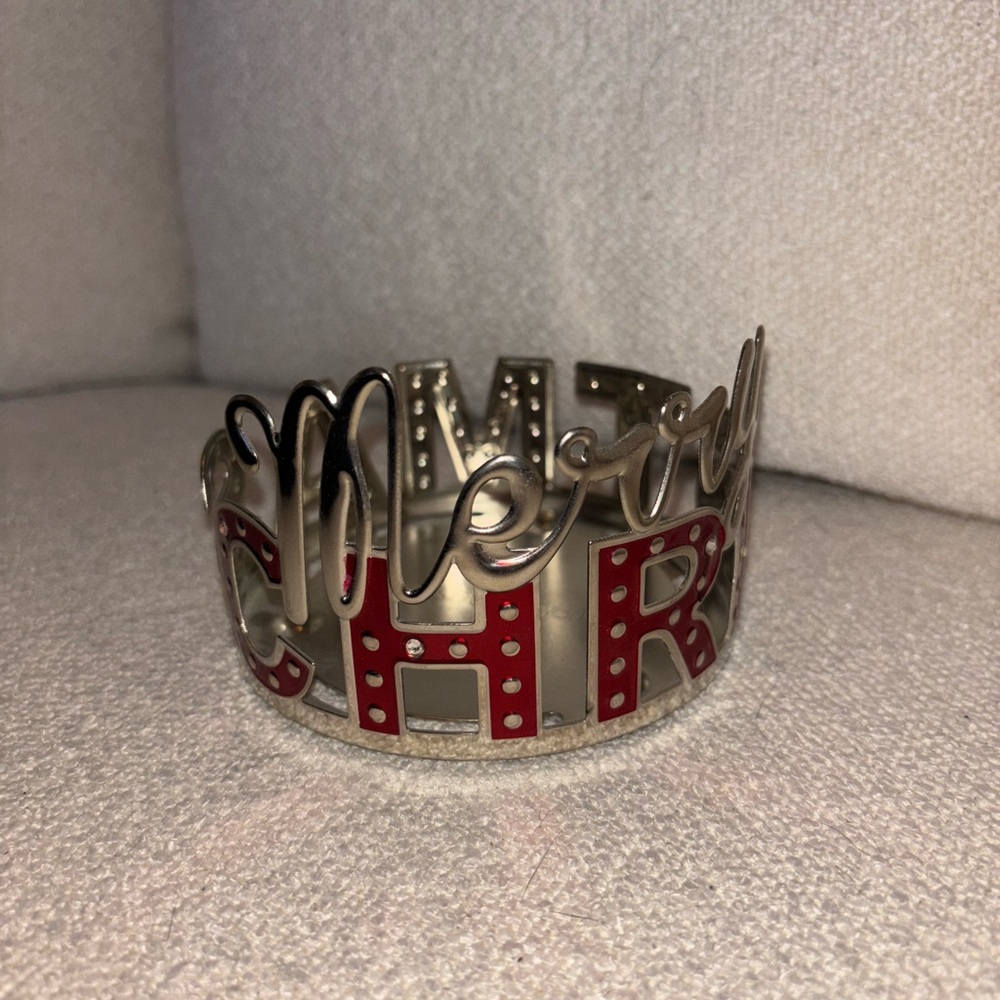Bath & Body Works Metal Red Merry Christmas Large 3 Wick Candle Holder Sleeve